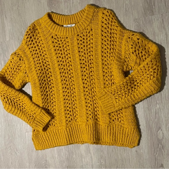 Madewell Sweaters - Madewell Chunky Knit Sweater In Mustard Yellow With Textured Crewneck
